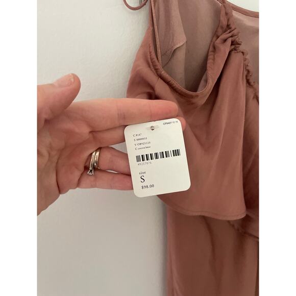 NWT Free People Hadley Satin Ruffle Maxi Slip Dress Small Cocoa Brown Silky - Picture 11 of 11